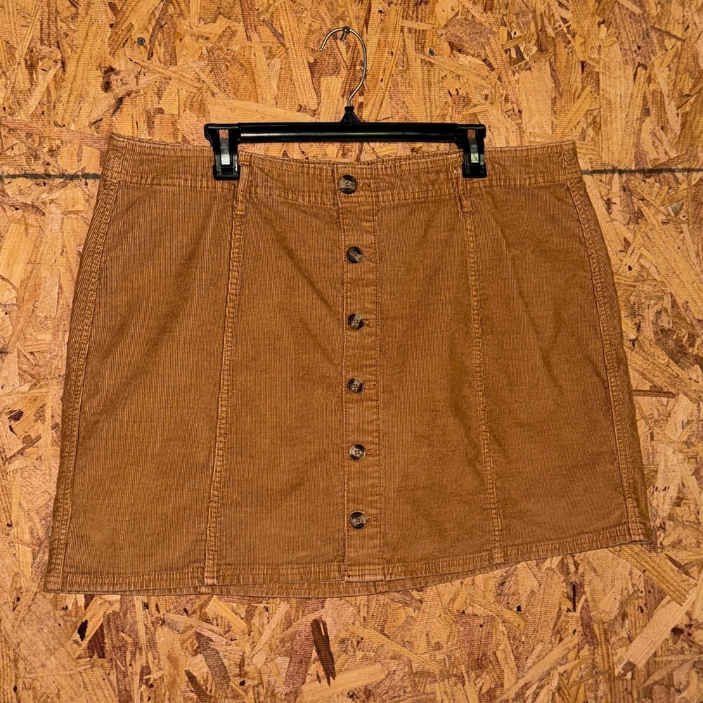 American Eagle Brown Corduroy Hi-Rise A-line Skirt Super Stretch Boho 20 Regular